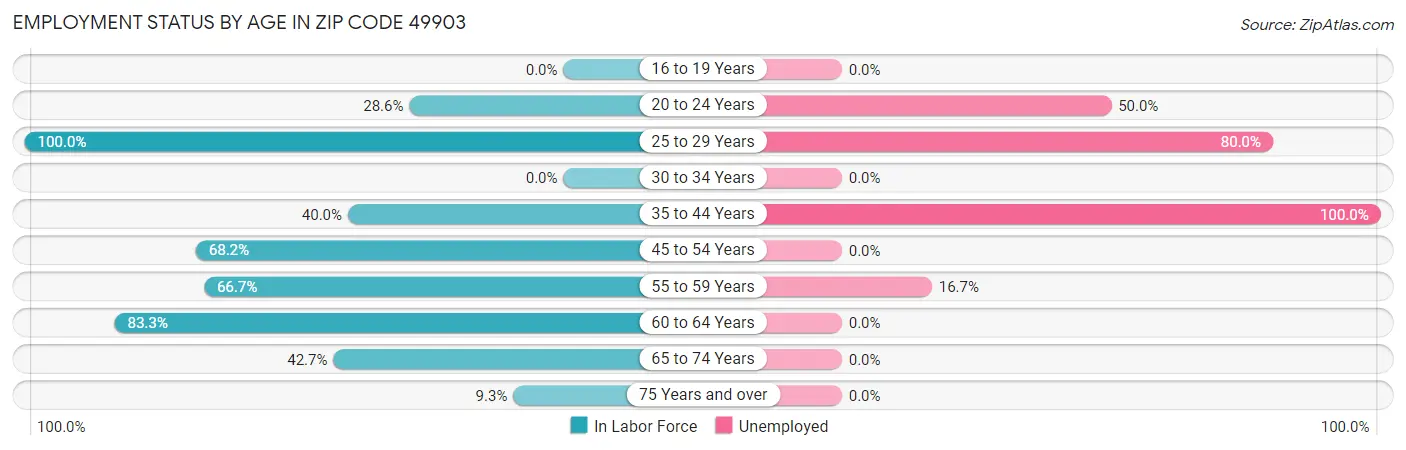 Employment Status by Age in Zip Code 49903