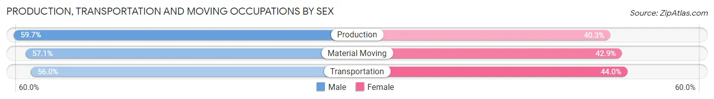 Production, Transportation and Moving Occupations by Sex in Zip Code 49908