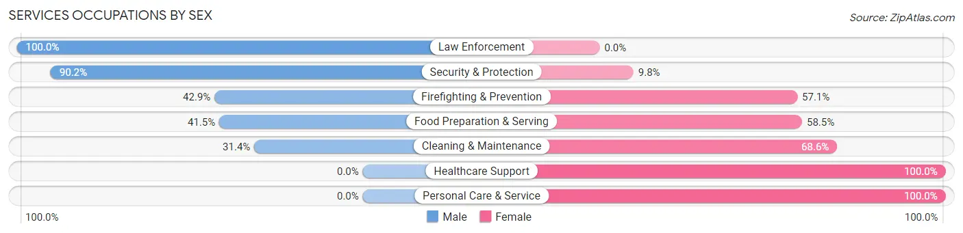 Services Occupations by Sex in Zip Code 49908