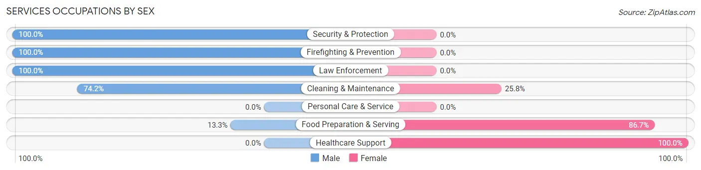 Services Occupations by Sex in Zip Code 49912
