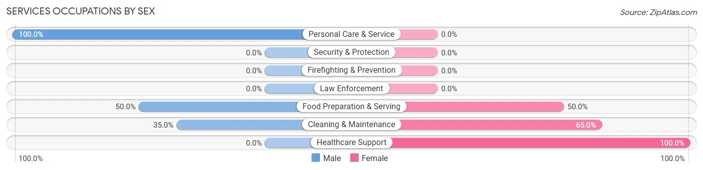 Services Occupations by Sex in Zip Code 49915