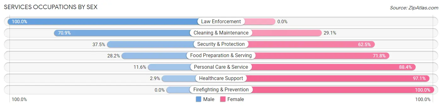 Services Occupations by Sex in Zip Code 49920