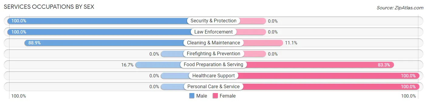 Services Occupations by Sex in Zip Code 49925
