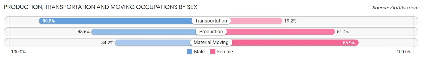Production, Transportation and Moving Occupations by Sex in Zip Code 49938