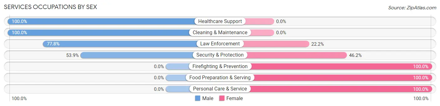 Services Occupations by Sex in Zip Code 49947