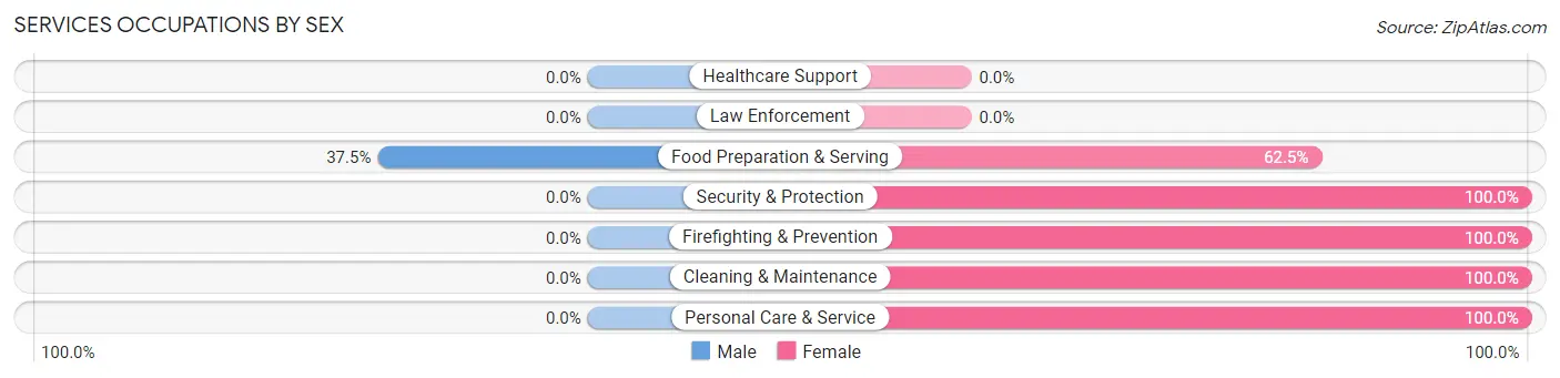 Services Occupations by Sex in Zip Code 49962