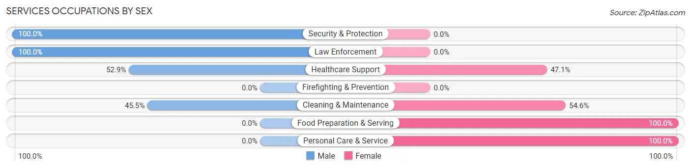 Services Occupations by Sex in Zip Code 49963