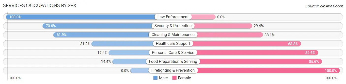 Services Occupations by Sex in Zip Code 50003