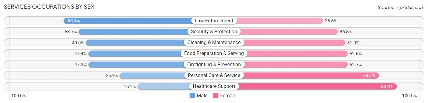 Services Occupations by Sex in Zip Code 50010
