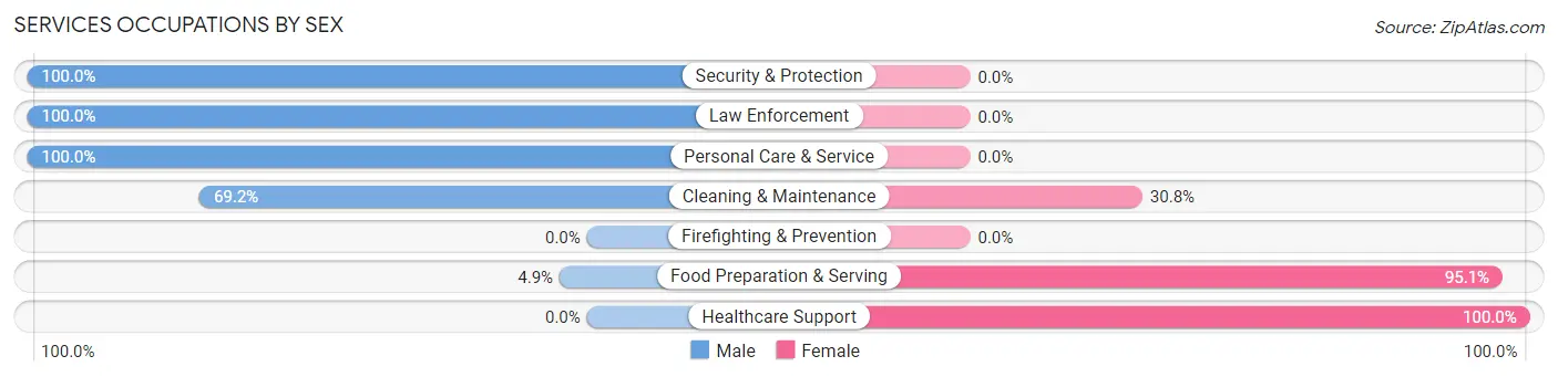 Services Occupations by Sex in Zip Code 50027