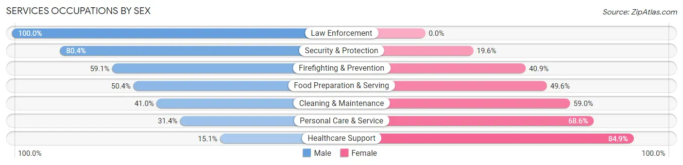 Services Occupations by Sex in Zip Code 50049