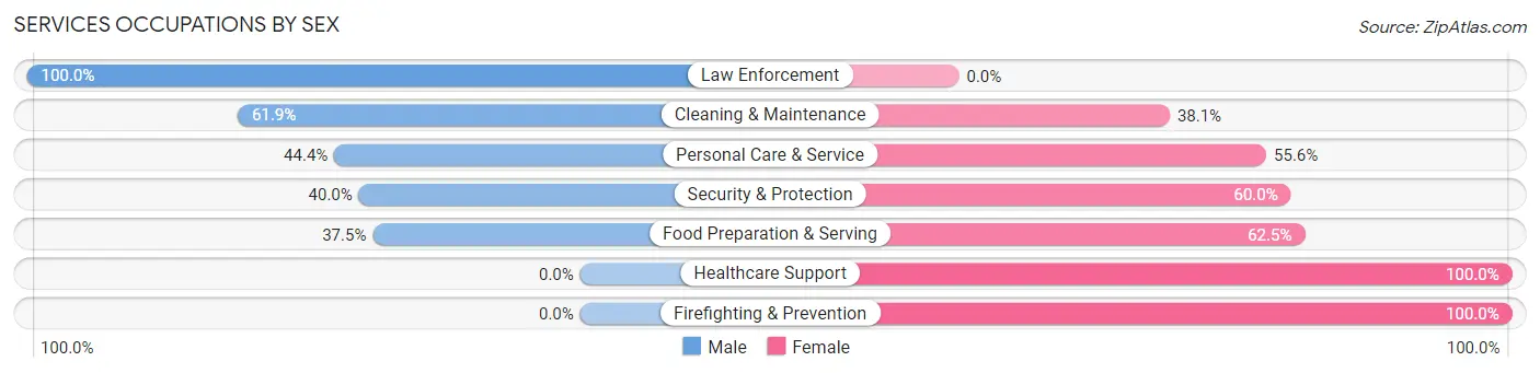 Services Occupations by Sex in Zip Code 50060
