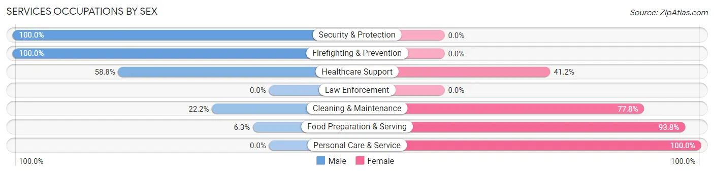 Services Occupations by Sex in Zip Code 50061