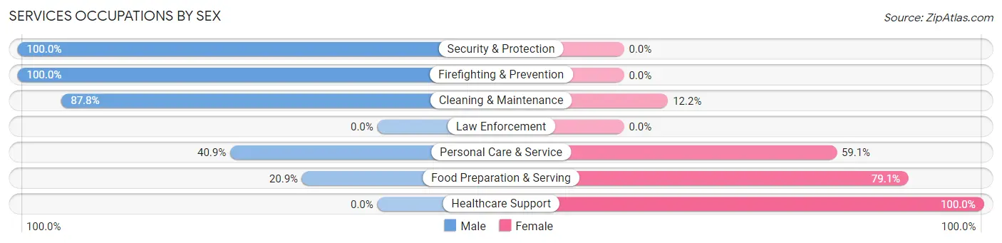 Services Occupations by Sex in Zip Code 50109
