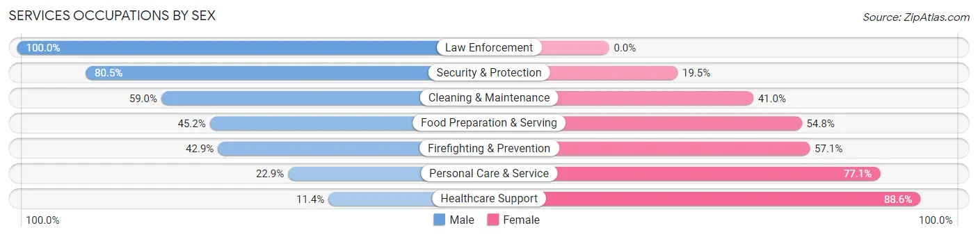 Services Occupations by Sex in Zip Code 50125