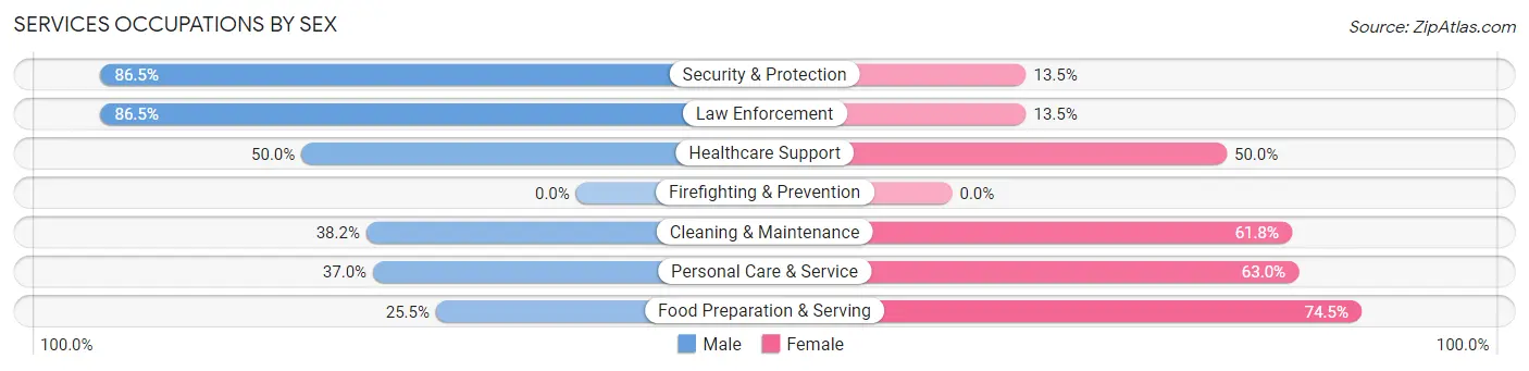 Services Occupations by Sex in Zip Code 50131
