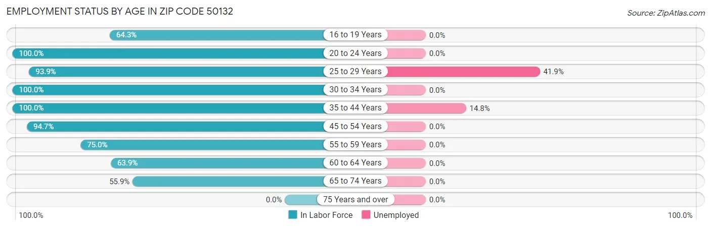 Employment Status by Age in Zip Code 50132