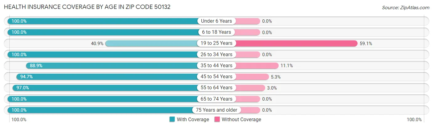 Health Insurance Coverage by Age in Zip Code 50132