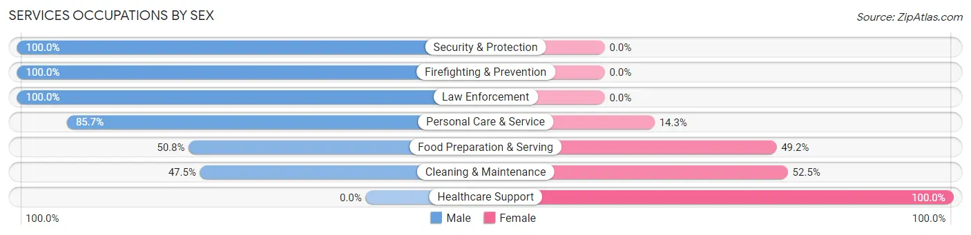 Services Occupations by Sex in Zip Code 50140