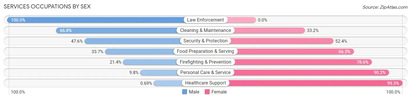 Services Occupations by Sex in Zip Code 50158