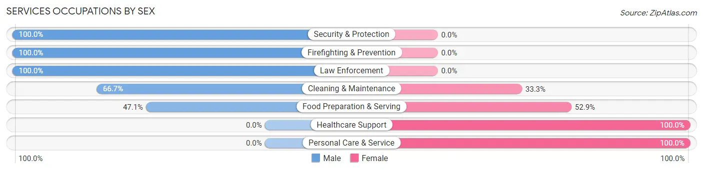 Services Occupations by Sex in Zip Code 50238