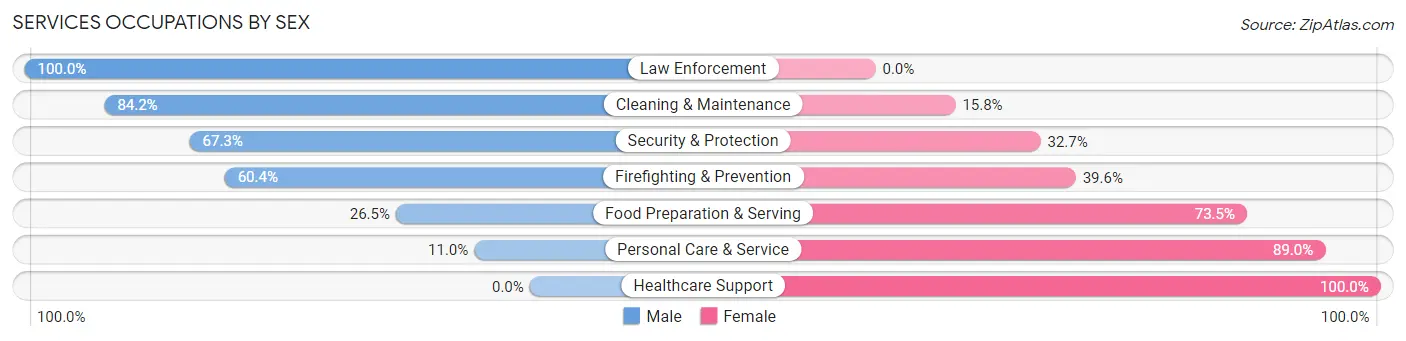 Services Occupations by Sex in Zip Code 50263