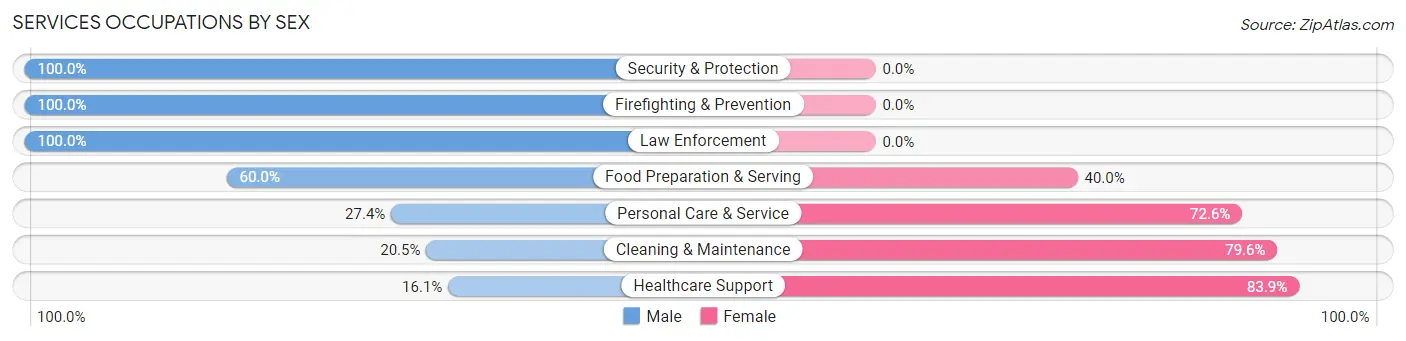 Services Occupations by Sex in Zip Code 50309