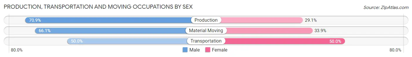 Production, Transportation and Moving Occupations by Sex in Zip Code 50314