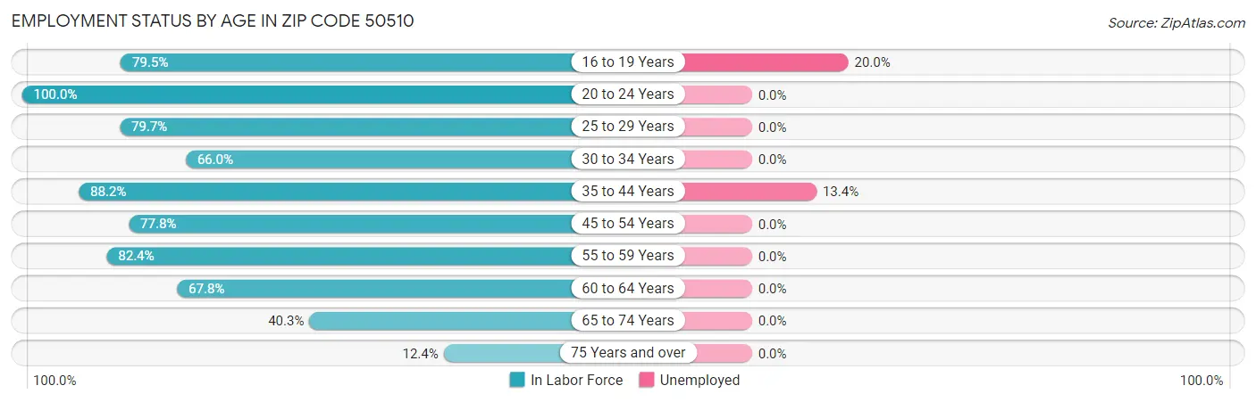 Employment Status by Age in Zip Code 50510