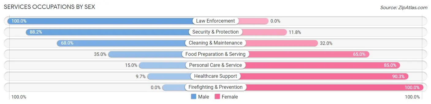Services Occupations by Sex in Zip Code 50563