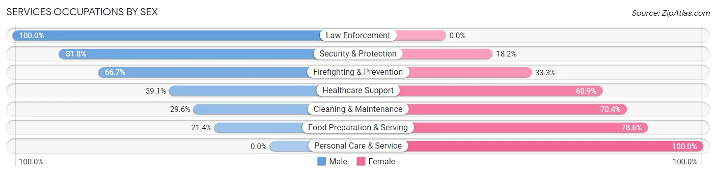 Services Occupations by Sex in Zip Code 50602