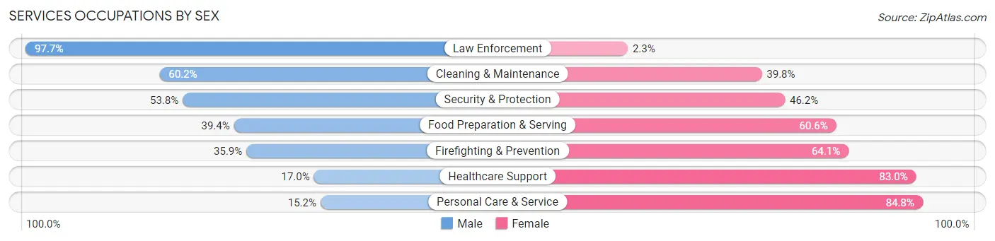 Services Occupations by Sex in Zip Code 50613