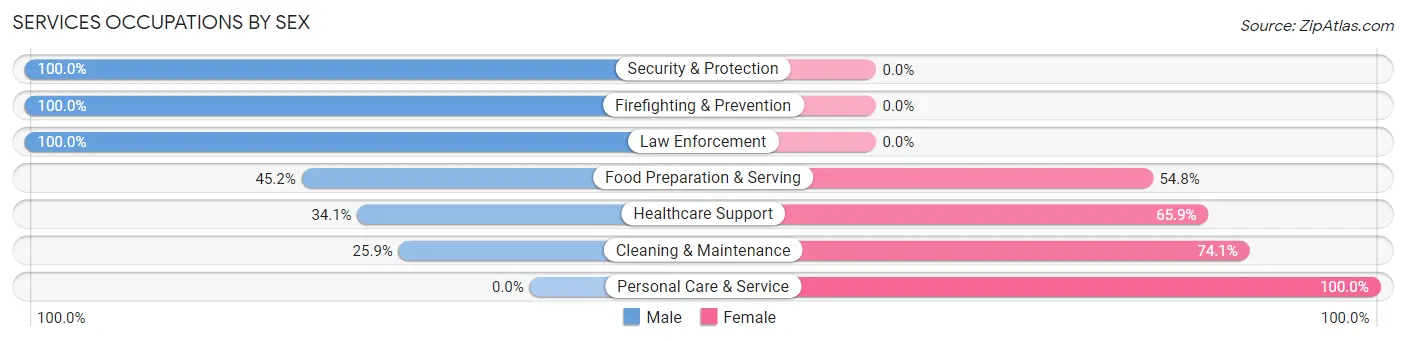 Services Occupations by Sex in Zip Code 50627