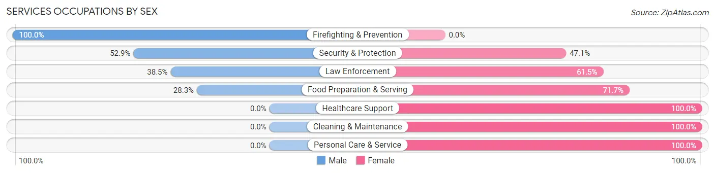 Services Occupations by Sex in Zip Code 50636