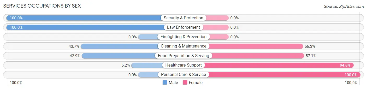 Services Occupations by Sex in Zip Code 50801