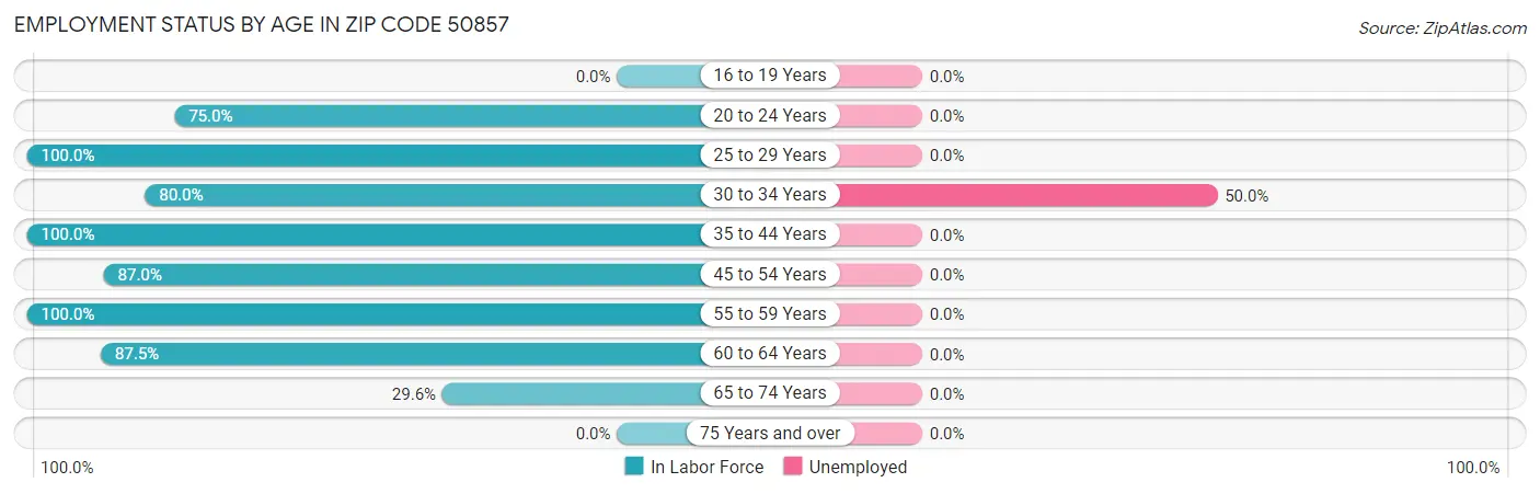 Employment Status by Age in Zip Code 50857