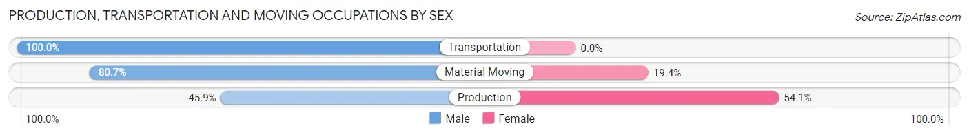 Production, Transportation and Moving Occupations by Sex in Zip Code 50858