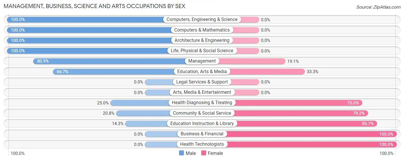 Management, Business, Science and Arts Occupations by Sex in Zip Code 51006