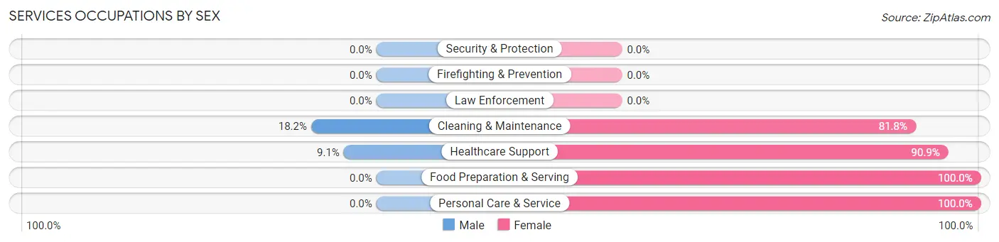 Services Occupations by Sex in Zip Code 51010