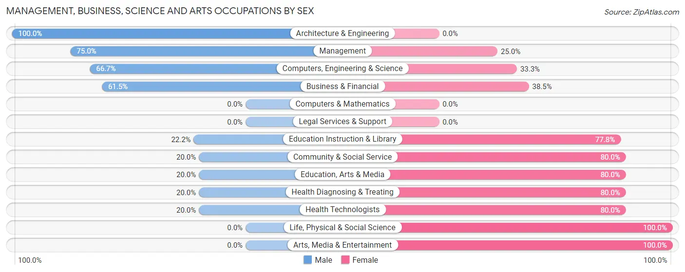 Management, Business, Science and Arts Occupations by Sex in Zip Code 51020