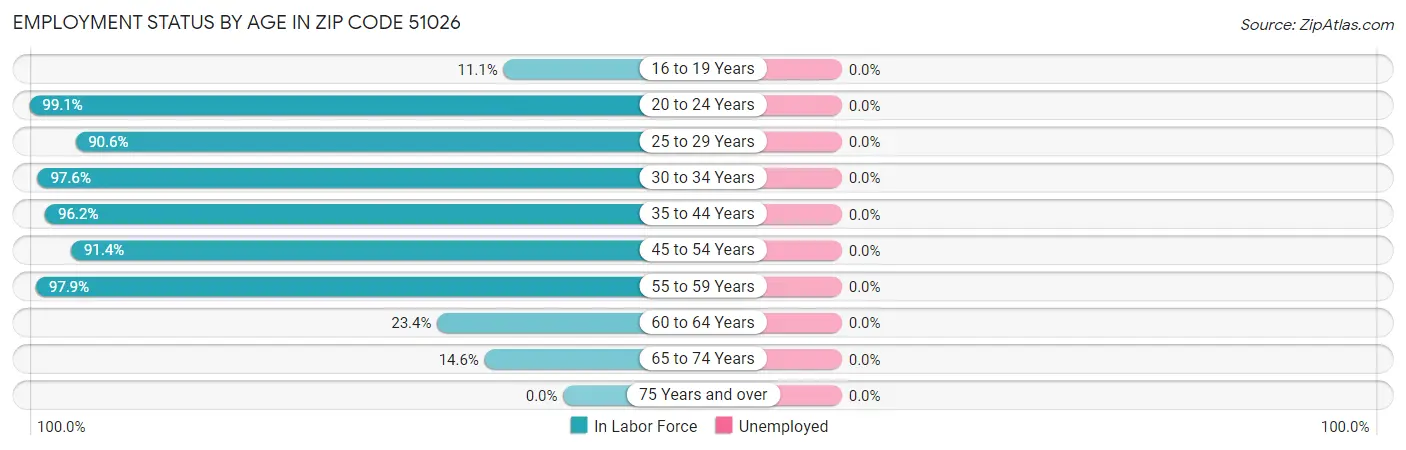Employment Status by Age in Zip Code 51026