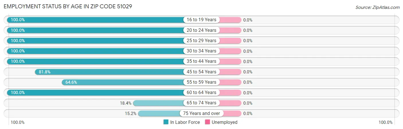 Employment Status by Age in Zip Code 51029