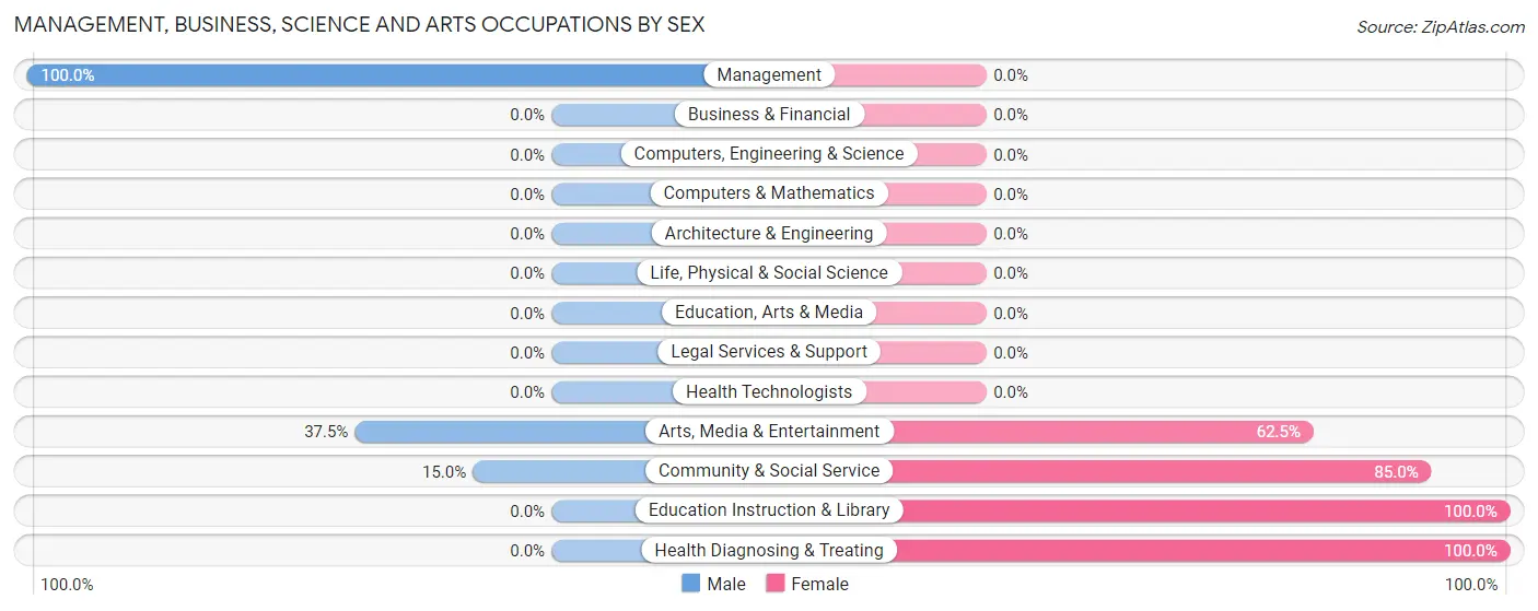 Management, Business, Science and Arts Occupations by Sex in Zip Code 51029