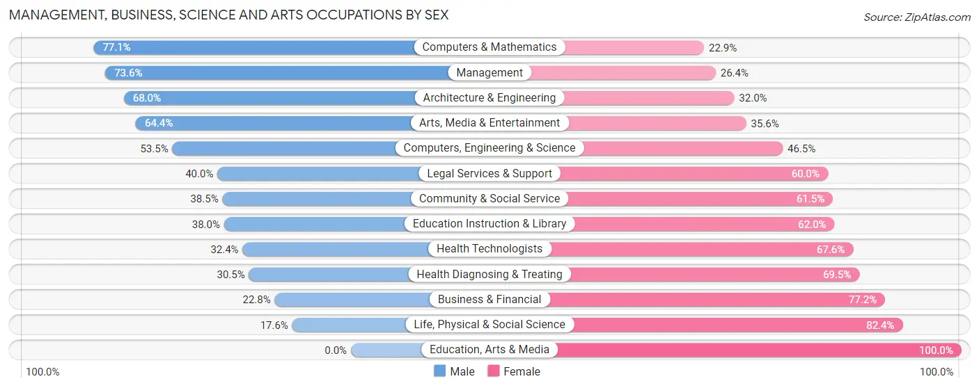 Management, Business, Science and Arts Occupations by Sex in Zip Code 51031
