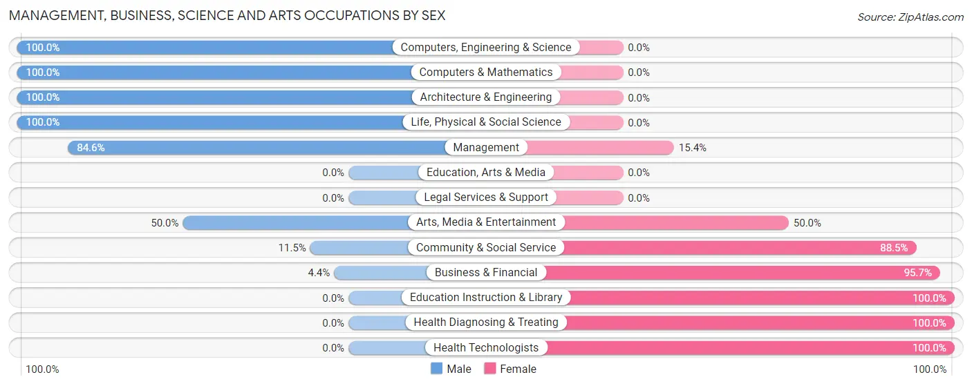 Management, Business, Science and Arts Occupations by Sex in Zip Code 51036