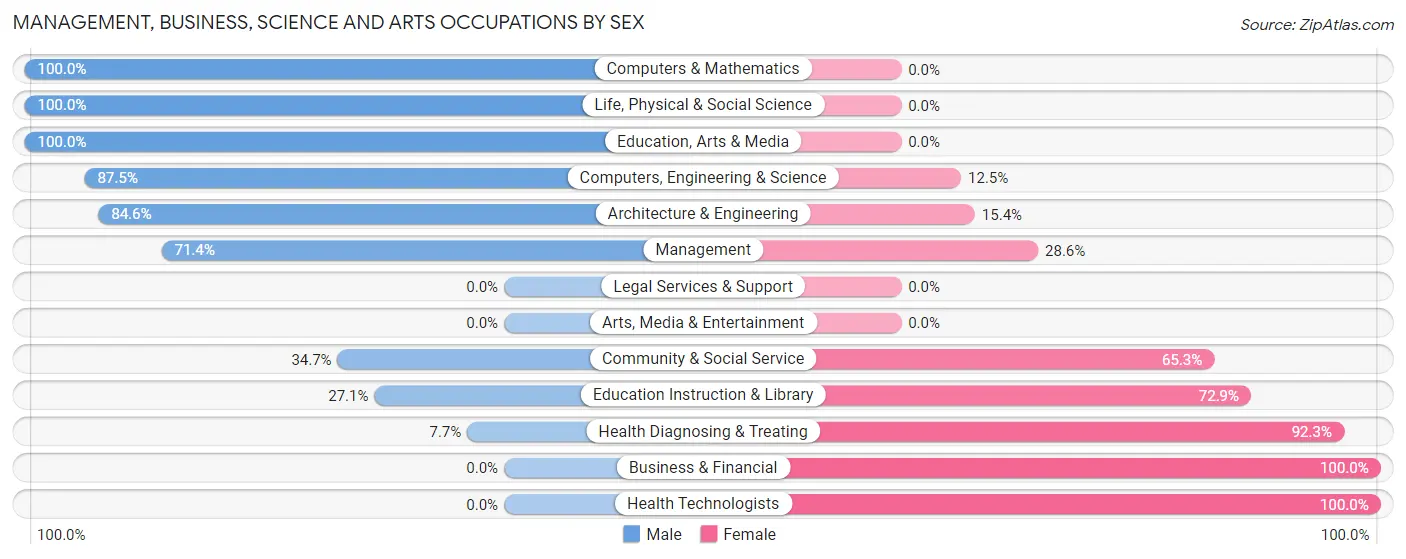 Management, Business, Science and Arts Occupations by Sex in Zip Code 51040