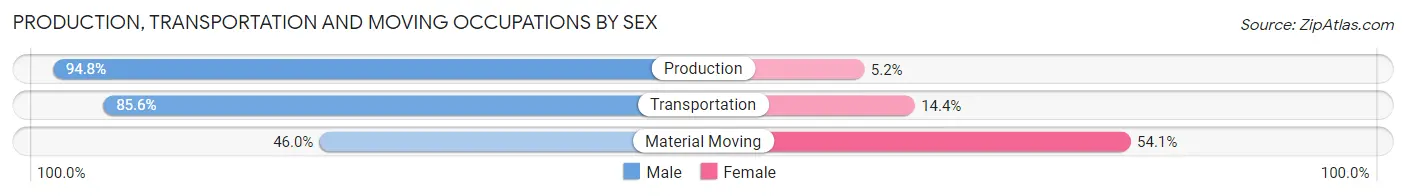 Production, Transportation and Moving Occupations by Sex in Zip Code 51040