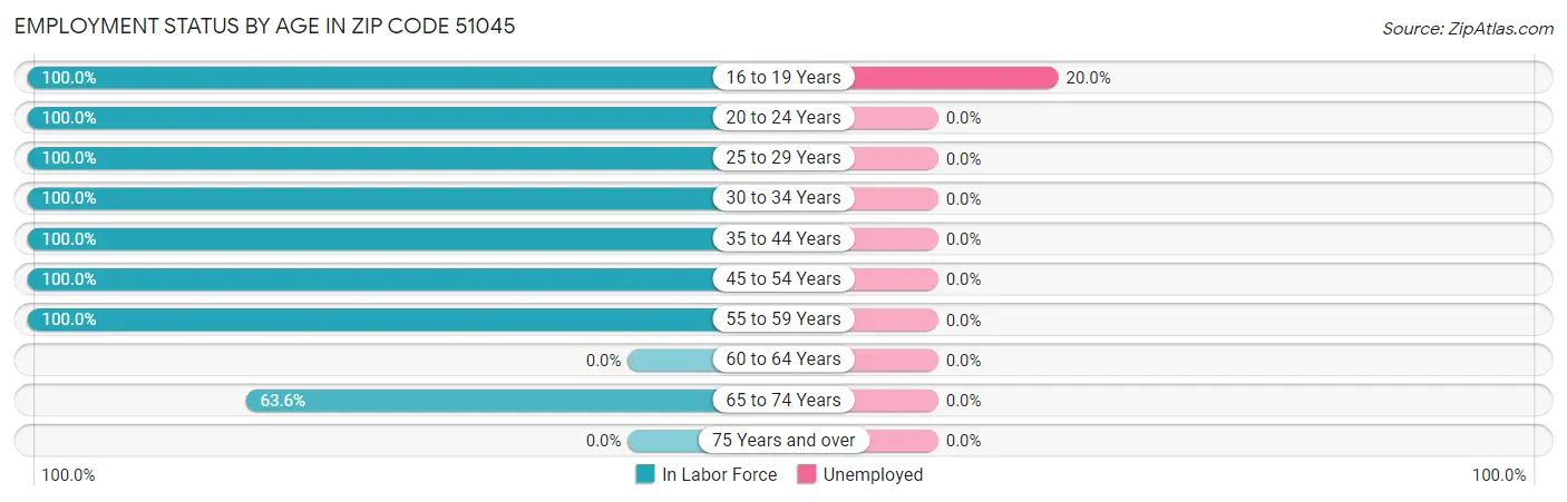 Employment Status by Age in Zip Code 51045