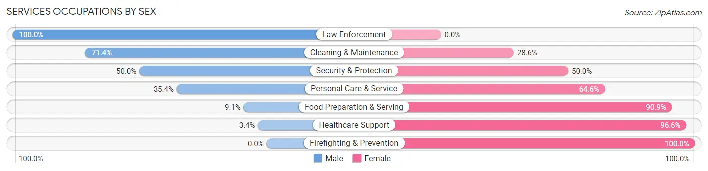Services Occupations by Sex in Zip Code 51050