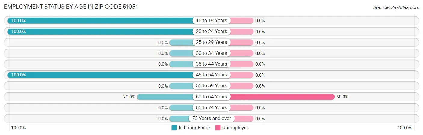 Employment Status by Age in Zip Code 51051